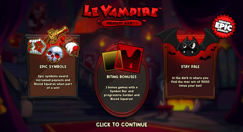Le Vampire Main Screen