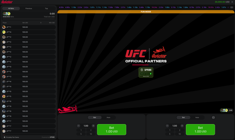 Aviator Main Screen