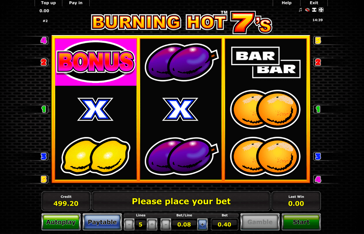 burning hot sevens novomatic jogo casino online 