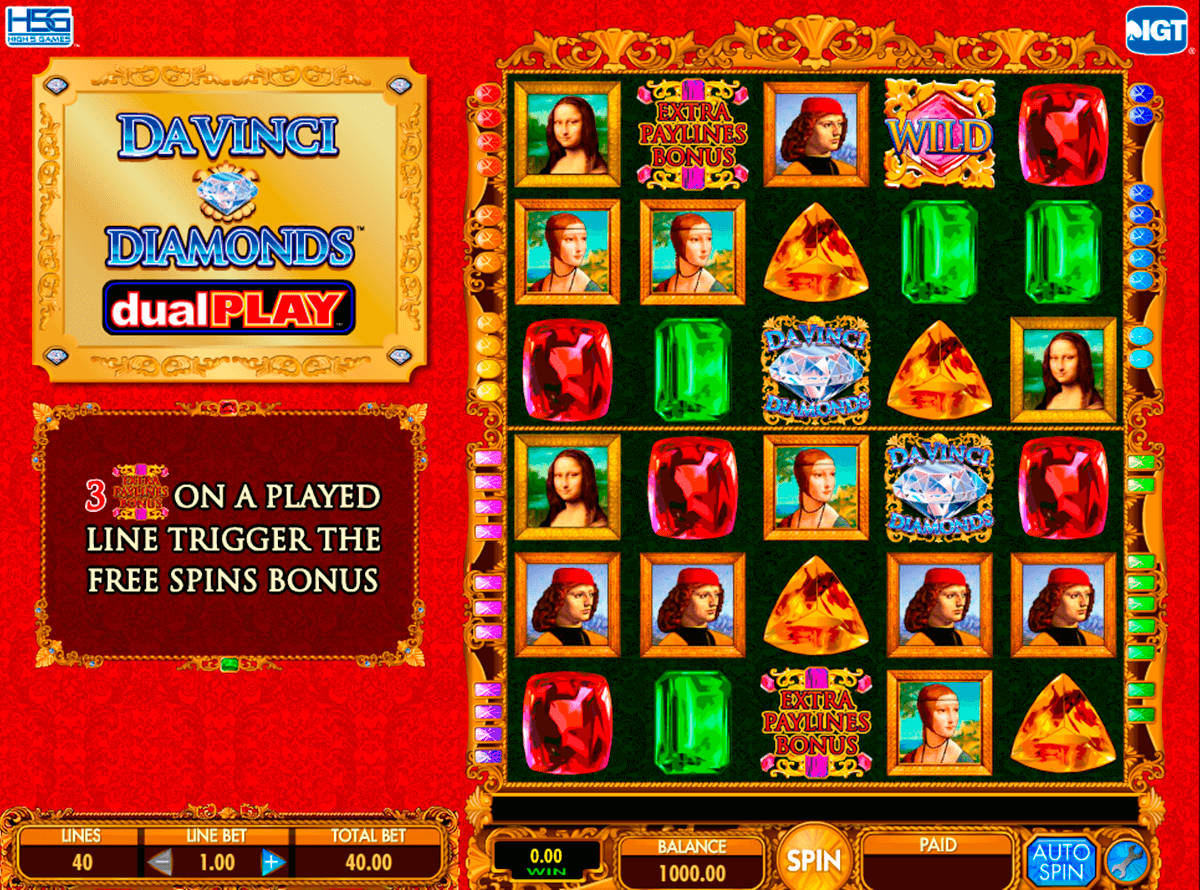 da vinci diamond dual play igt jogo casino online 