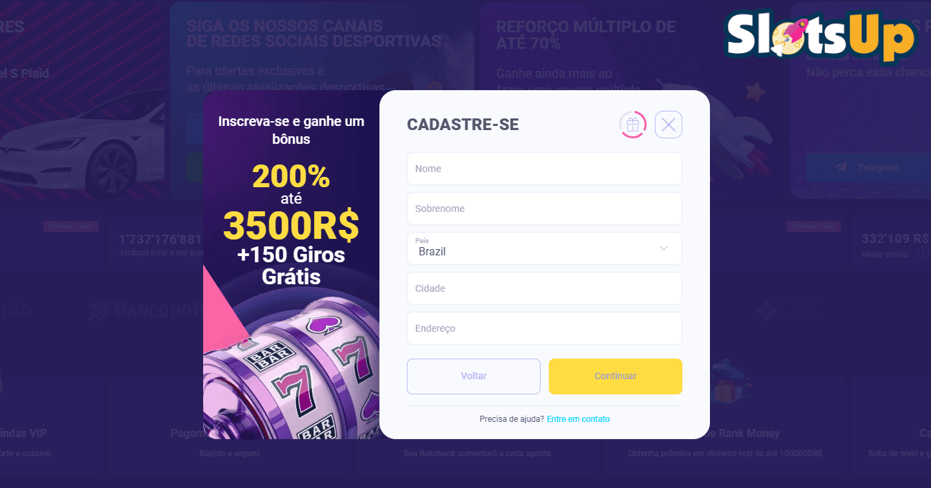 Registo no Casino LalaBet Online Passo 3