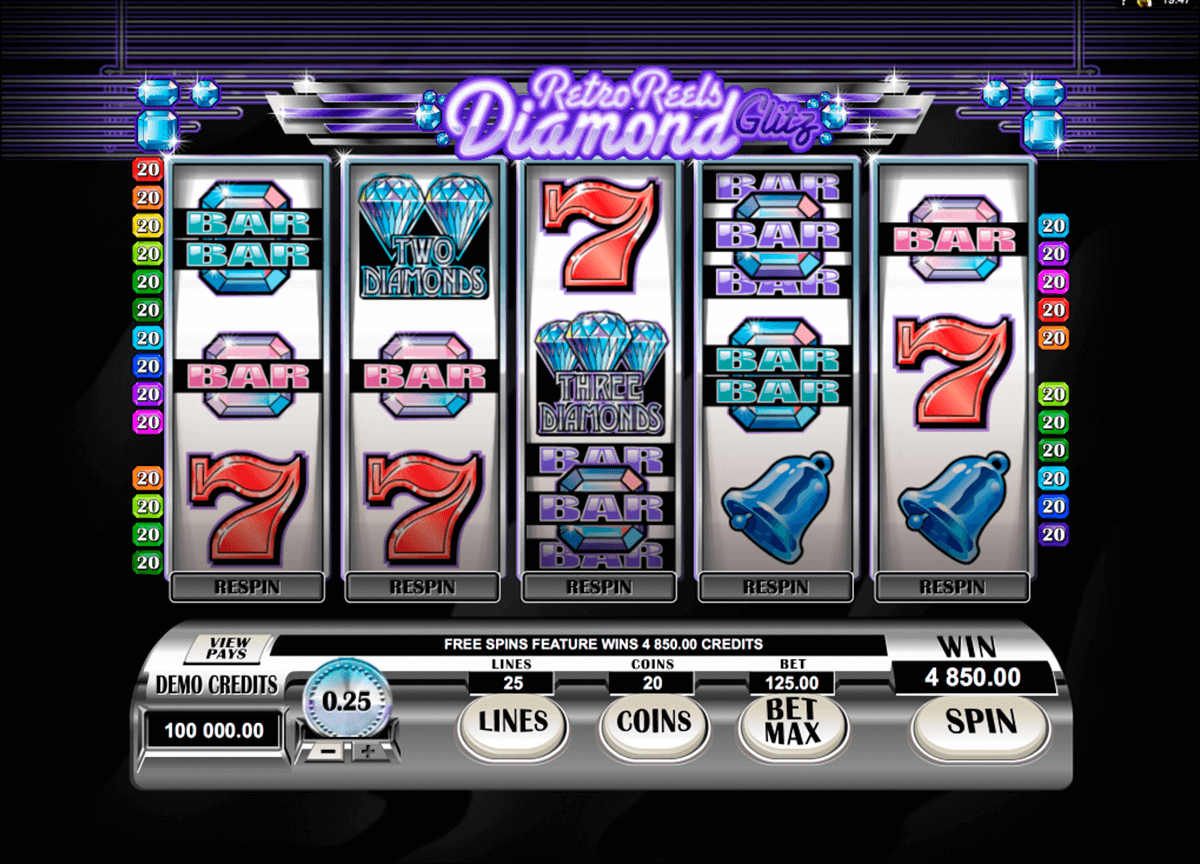 retro reels diamond glitz microgaming jogo casino online 
